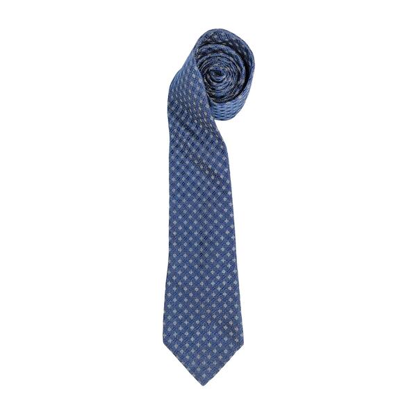 Hart Schaffner Marx Men’s Neck Tie Silk Blue Checkered Pattern Print Made in USA - Picture 1 of 6